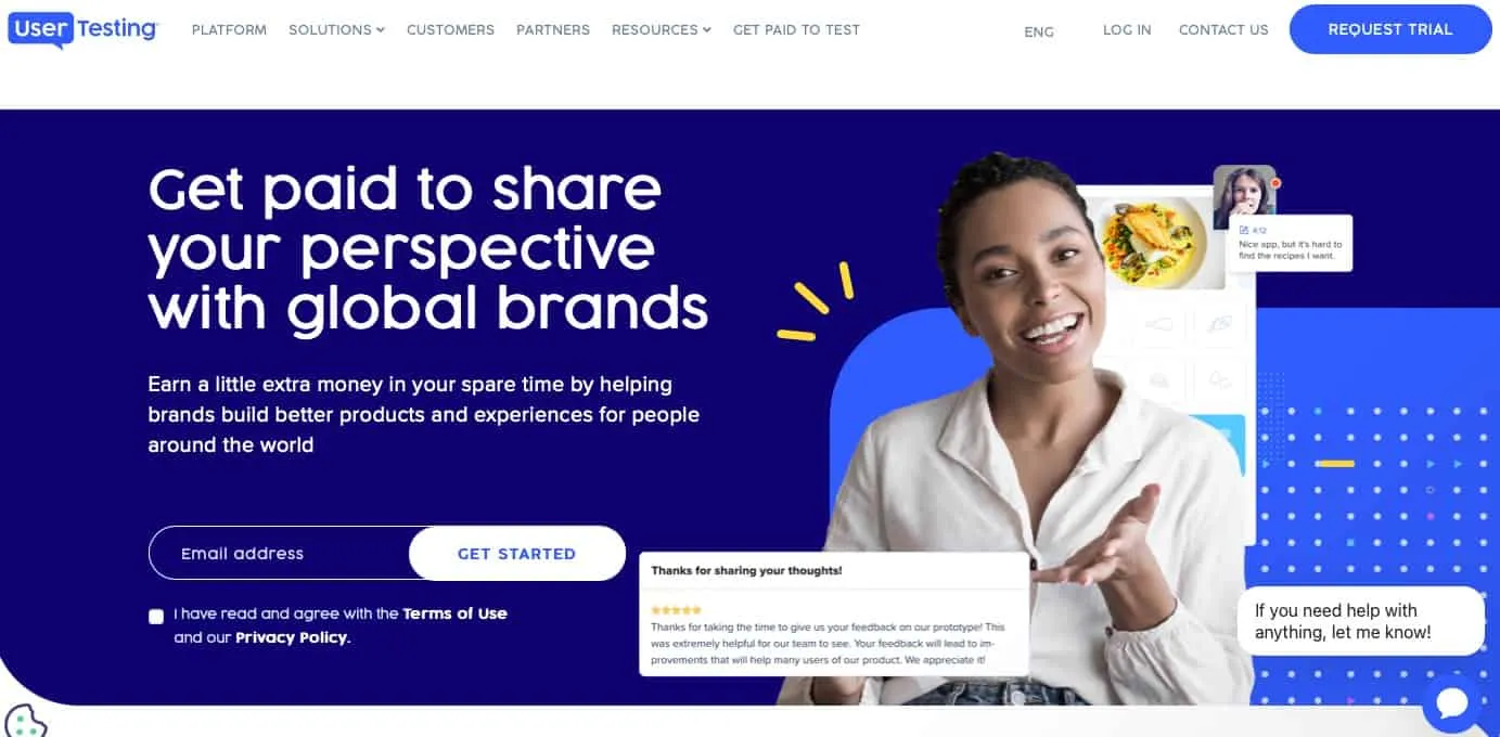 Write reviews to earn money on UserTesting